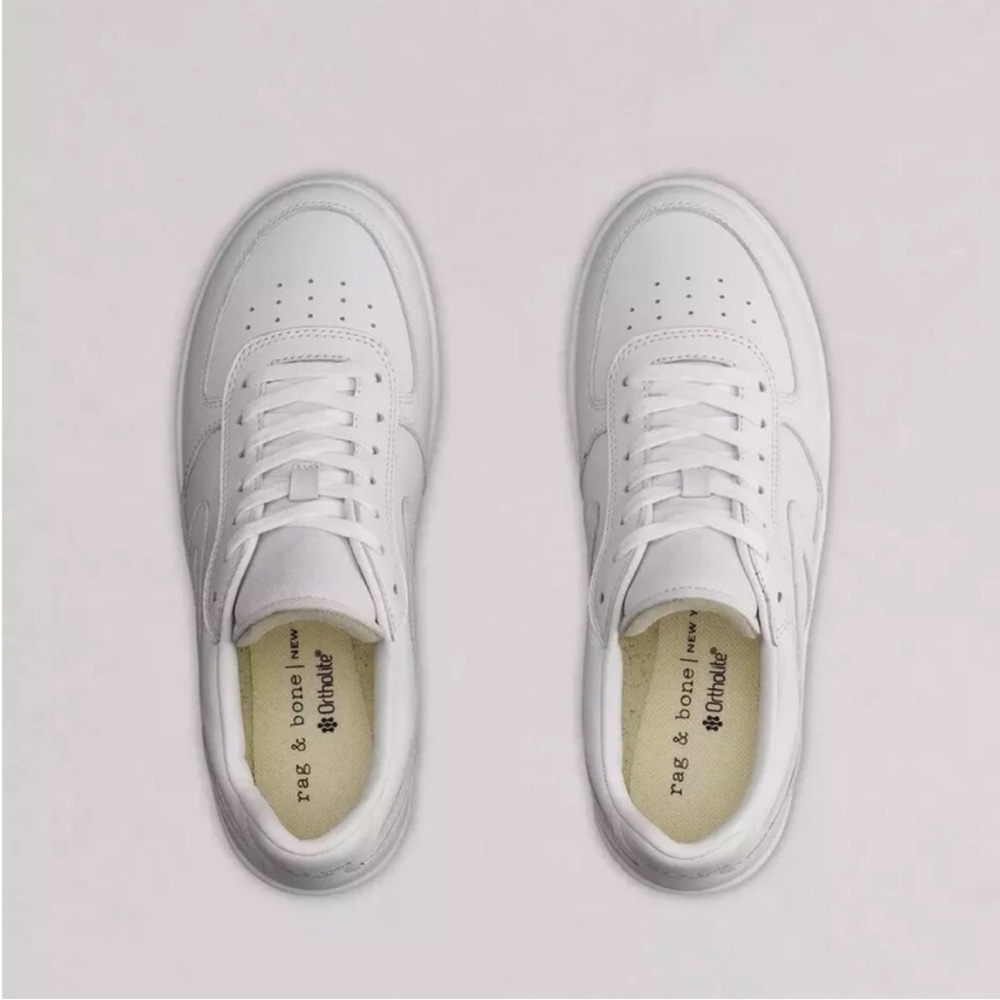 rag & bone Women's Retro Court Leather Sneaker White Platform Lace-Up